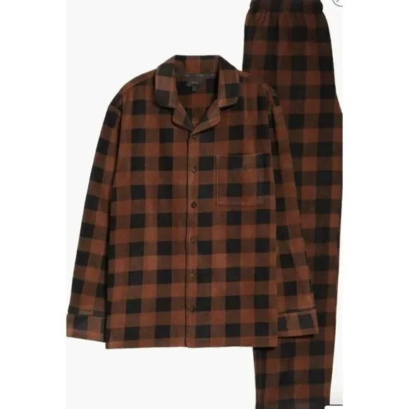 SKIMS Fleece‎ Plaid Top & Pant Sleep Set In Jasper Buffalo Check 2X NWT In Box